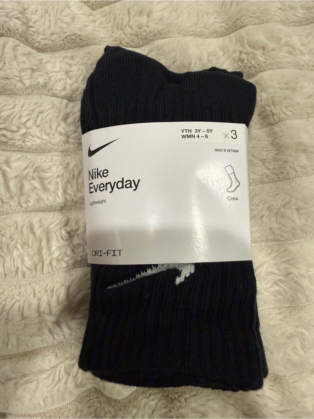 Nike Black Everyday Dri-FIT Crew Socks - 3 Pack